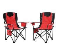 Outsunny Set Of 2 Padded Folding Picnic Chairs With Cooler Bag - Red | TJ Hughes
