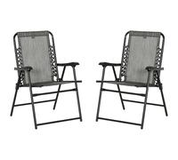 Set of 2 Patio Folding Dining Chair Set Garden Outdoor Grey