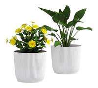 Outsunny Set of 2 Round Plant Pots Outdoor 22cm for Garden Decoration, Blue - White - 2 - Ф22 x 20Hcm