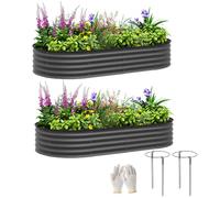 Outsunny Set of 2 Raised Beds for Garden, 181 x 93 x 30 cm, Dark Grey