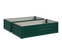 Outsunny Set of 2 Raised Beds for Garden, Galvanised Outdoor Planters for Herbs Vegetables, Use for Patio Balcony, Green