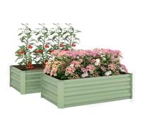 Outsunny Set of 2 Raised Garden Bed, 100 x 60 x 30 cm, Light Green | Outdoor Planter Box, Galvanised Steel Frame, for Growing Vegetables, Flowers and Herbs