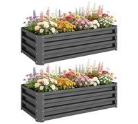 Outsunny Set of 2 Raised Garden Bed, 110 x 50 x 30 cm, Dark Grey