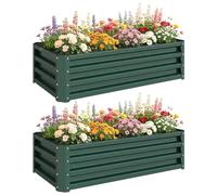 Outsunny Set of 2 Raised Garden Bed, 110 x 50 x 30 cm, Green