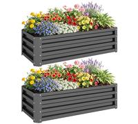 Outsunny Set of 2 Raised Garden Bed, 110 x 50 x 30 cm, Light Grey