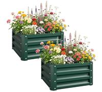 Outsunny Set of 2 Raised Garden Bed, 60 x 60 x 30.5 cm, Green