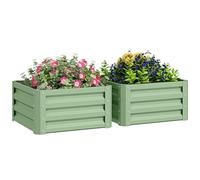 Outsunny Set of 2 Raised Garden Bed, 60 x 60 x 30.5 cm, Light Green