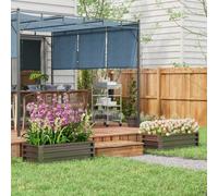 Outsunny Set of 2 Raised Garden Bed Galvanised Planter Box, Dark Grey