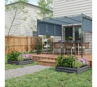 Outsunny Set of 2 Raised Garden Bed Galvanised Planter Box Easy Setup Dark Grey - Dark Grey - Galvanised Steel - 100cm x 100cm x 30cm