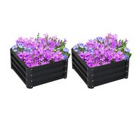 Outsunny Set of 2 Raised Garden Bed Galvanised Planter Box Easy Setup Grey | TJ Hughes