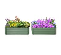 Outsunny Set Of 2 Raised Garden Bed Galvanised Planter Box Easy Setup In Green Green