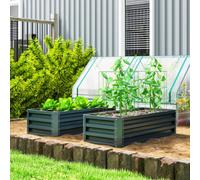 Outsunny Set of 2 Raised Garden Bed, 110 x 50 x 30 cm, Green | Outdoor Planter Box, Galvanised Steel Frame, for Growing Vegetables, Flowers and Herbs