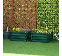 Outsunny Set of 2 Raised Garden Bed, 60 x 60 x 30.5 cm, Green