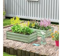 Outsunny Set Of 2 Raised Garden Bed Galvanised Planter Box, Light Green