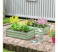 OUTSUNNY Set of 2 Raised Garden Bed Galvanised Planter Box, Light Green Outsunny Green