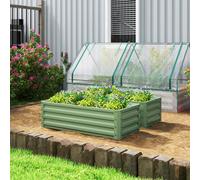 Outsunny Set of 2 Raised Garden Bed, Outdoor Planter Box with Galvanised Steel Frame for Growing Vegetables, Flowers and Herbs, 110 x 50 x 30cm, Light Green