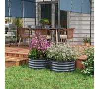 Outsunny Set Of 2 Raised Garden Bed Metal Planter Box With Safety Edging, Grey