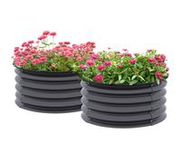 Outsunny Set of 2 Raised Garden Bed Metal Planter Box with Safety Edging, Grey