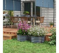 Outsunny Set of 2 Raised Garden Bed Metal Planter Box with Safety Edging, Grey