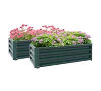 Outsunny 2pc Outdoor Planter Box, Galvanised Steel - Green, Green