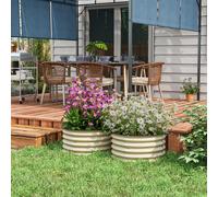 Outsunny Galvanised Steel Raised Beds for Garden Set of 2, Cream White | Outdoor Elevated Planter Box, Safety Edging, Easy-to-assemble Stock Tank, Growing Flowers, Herbs and Vegetables