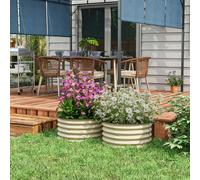 Outsunny Set of 2 Raised Garden Bed with Safety Edging, Cream White
