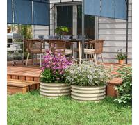 OUTSUNNY Set of 2 Raised Garden Bed with Safety Edging, Cream White Outsunny Cream