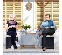 OUTSUNNY Set of 2 Rattan Footstool, Storage Ottoman w/ Cushions, Cream in Black | Size: 2 Pack Outsunny Black 2 Pack