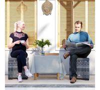 Outsunny Set Of 2 Rattan Footstool, Storage Ottoman W/ Cushions, Dark Grey