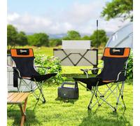 Set of 2 Reclining Camping Chair, Folding Camp Chair Outsunny Dark Green One Size