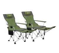 Outsunny Set of 2 Reclining Camping Chairs, Olive Green and Grey