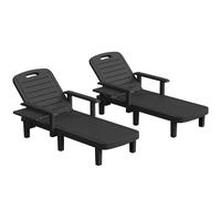 Outsunny Set of 2 Reclining Sun Loungers, 5 Positions Adjustable Outdoor Chaise Lounge Chair with Armrests, Black