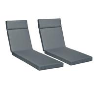 Outsunny Set Of 2 Sun Lounger Cushions Only, Replacement Cushions In Dark Grey Dark Grey