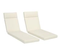 Outsunny Set of 2 Sun Lounger Cushions with Ties 196 x 55 cm Cream White | Replacement Cushions, for Rattan Furniture, Cushion ONLY