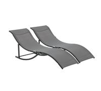 Outsunny Set of 2 S-shaped Lounge Chai Foldable Sleeping Bed fo Outdoo Gaden Bea