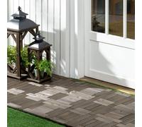 Outsunny Set Of 27 Wooden Interlocking Decking Tiles, 30 X 30 Cm, Total 2.5㎡, Grey Grey