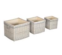 Outsunny Set of 3 Log Baskets for Wood Burner Indoor, Round torage Basket with Lining and Rope Handles for Fireside Storage, Blankets, Beige