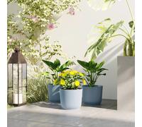 Outsunny Set of 2 Round Plant Pots Outdoor 22cm for Garden Decoration, Blue - Blue - 3 - Ф22 x 20Hcm