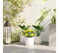 Outsunny Set of 3 Round Plant Pots Outdoor 22cm for Garden, White