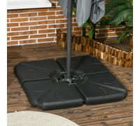 Outsunny Set of 4 Banana Parasol Base Stand Water or Sand Filled Weights, Black