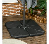 Outsunny Set of 4 Banana Parasol Base Stand Water or Sand Filled Weights, Black - Black - HDPE - 50cm x 50cm x 8cm