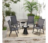 Outsunny Set of 4 Folding Garden Chairs, Metal Frame Garden Chairs Outdoor Patio Park Dining Seat with Breathable Mesh Seat, Charcoal Grey