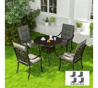 Outsunny Set of 4 Garden Chair Cushions with Backs, 108L x 50W x 5H cm Outdoor Seat Cushions Outdoor Seat Pads with Backrest, Tufted Back, Ties Dining Chair, Light Grey