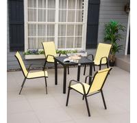 OUTSUNNY Set of 4 Garden Dining Chair Set Outdoor w/ High Back Armrest Beige | Size: 4 Pack Outsunny Beige 4 Pack