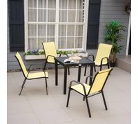 Outsunny Set Of 4 Garden Dining Chair Set Outdoor W/ High Back Armrest Beige Beige