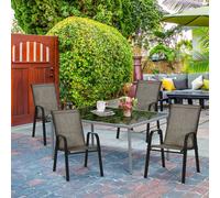 OUTSUNNY Set of 4 Garden Dining Chair Set Outdoor w/ High Back Armrest Beige in Brown | Size: 4 Pack Outsunny Brown 4 Pack