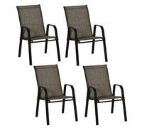 OUTSUNNY Set of 4 Garden Dining Chair Set Outdoor w/ High Back, Beige in Brown | Size: 4 Pack Outsunny Brown 4 Pack