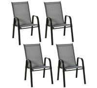 Outsunny Set of 4 Garden Dining Chair Set Stackable Outdoor Patio Furniture Set with Backrest and Armrest