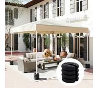 Outsunny Set of 4 Gazebo Tent Canopy Weight Sand Fillable Strong Plastic - Black - HDPE - Ф25 x 6Hcm (each piece)