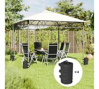 Outsunny Set Of 4 Gazebo Water Weights Bags, 500D Sand Weights, Black Black